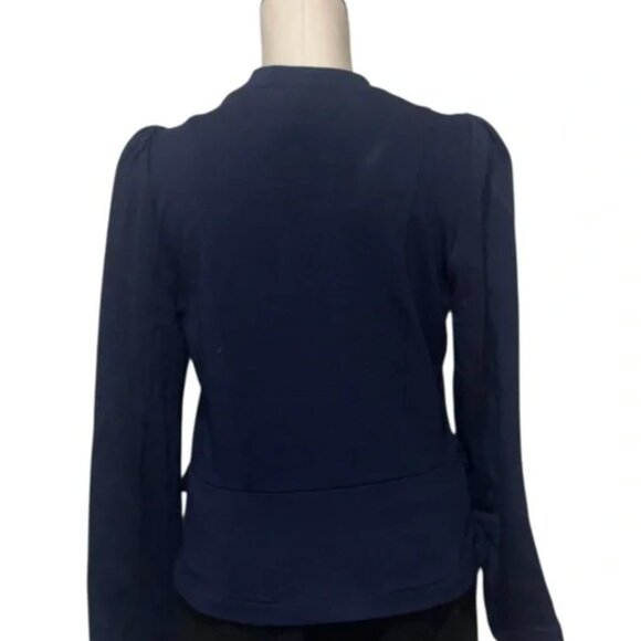 NWOT EXPRESS Chic Navy Military-Style Jacket - Puff Sleeve Blazer Stretch Large - Picture 6 of 8
